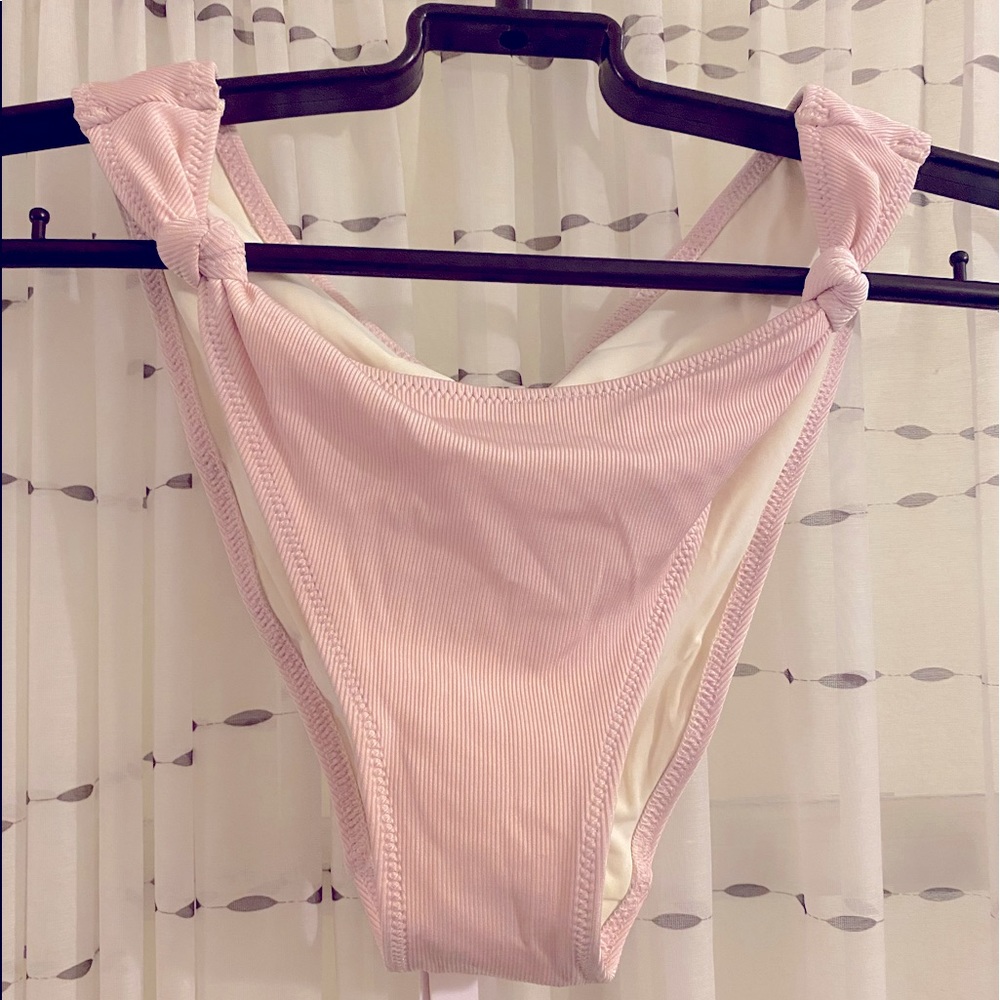 Baby pink ribbed bikini bottom